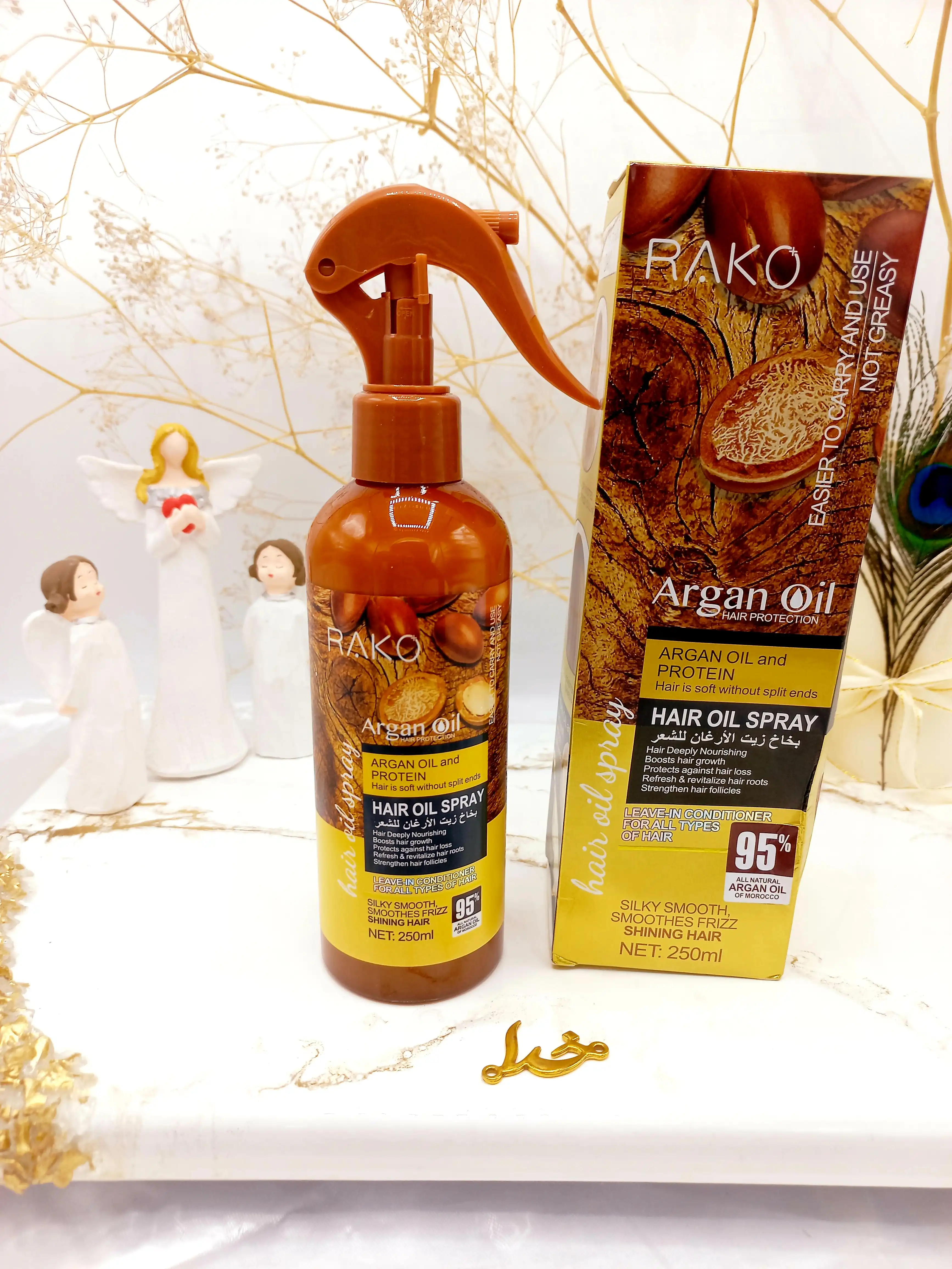 اسپری دو فاز مدل روغن آرگان پروتئین حجم 250 میل برند راکو RAKO اصلی کد RK1049