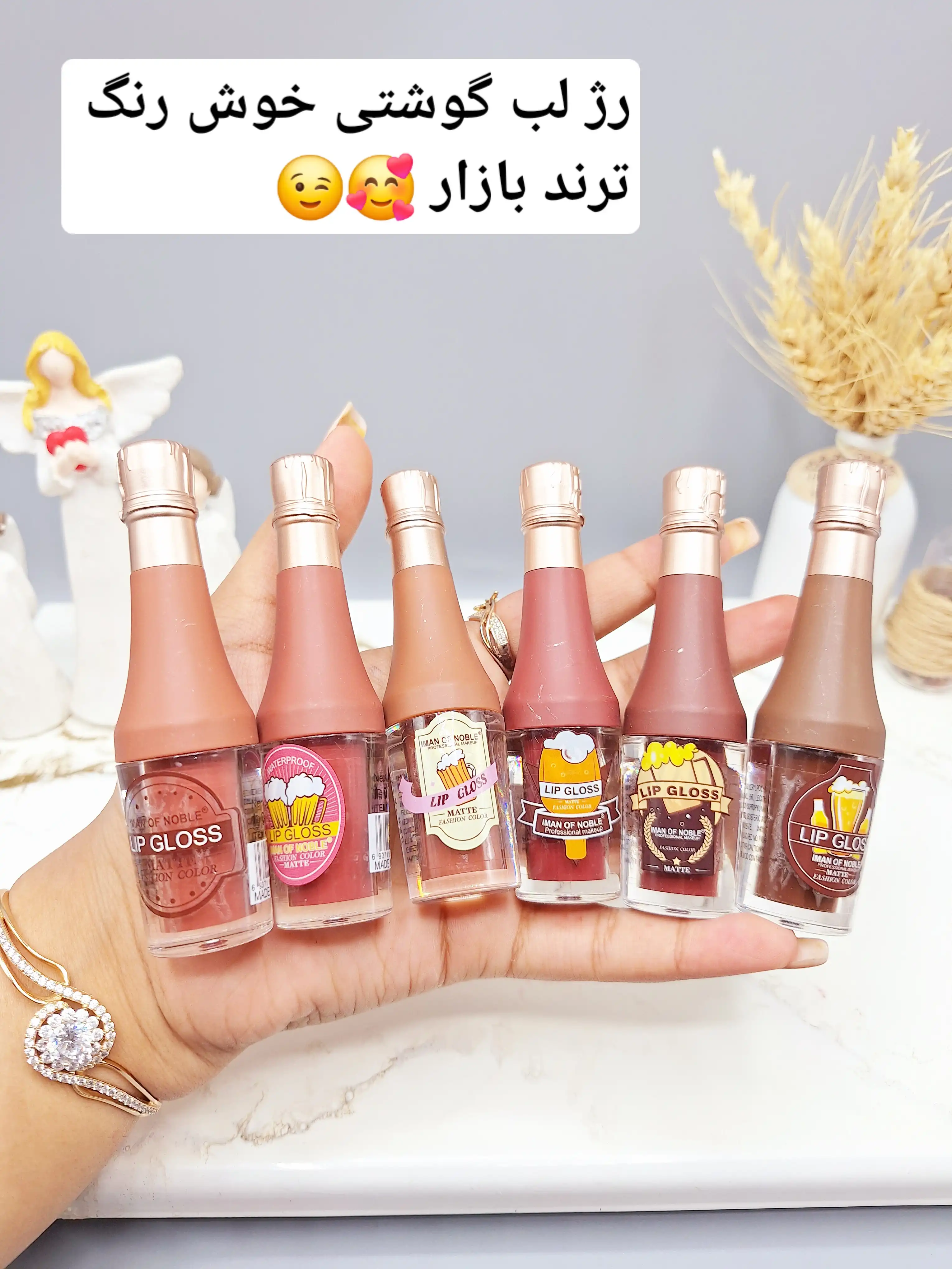 پک 6 تایی رژ لب مایع طرح بطری شامپاینی ایمن آف نوبل کد 1089A