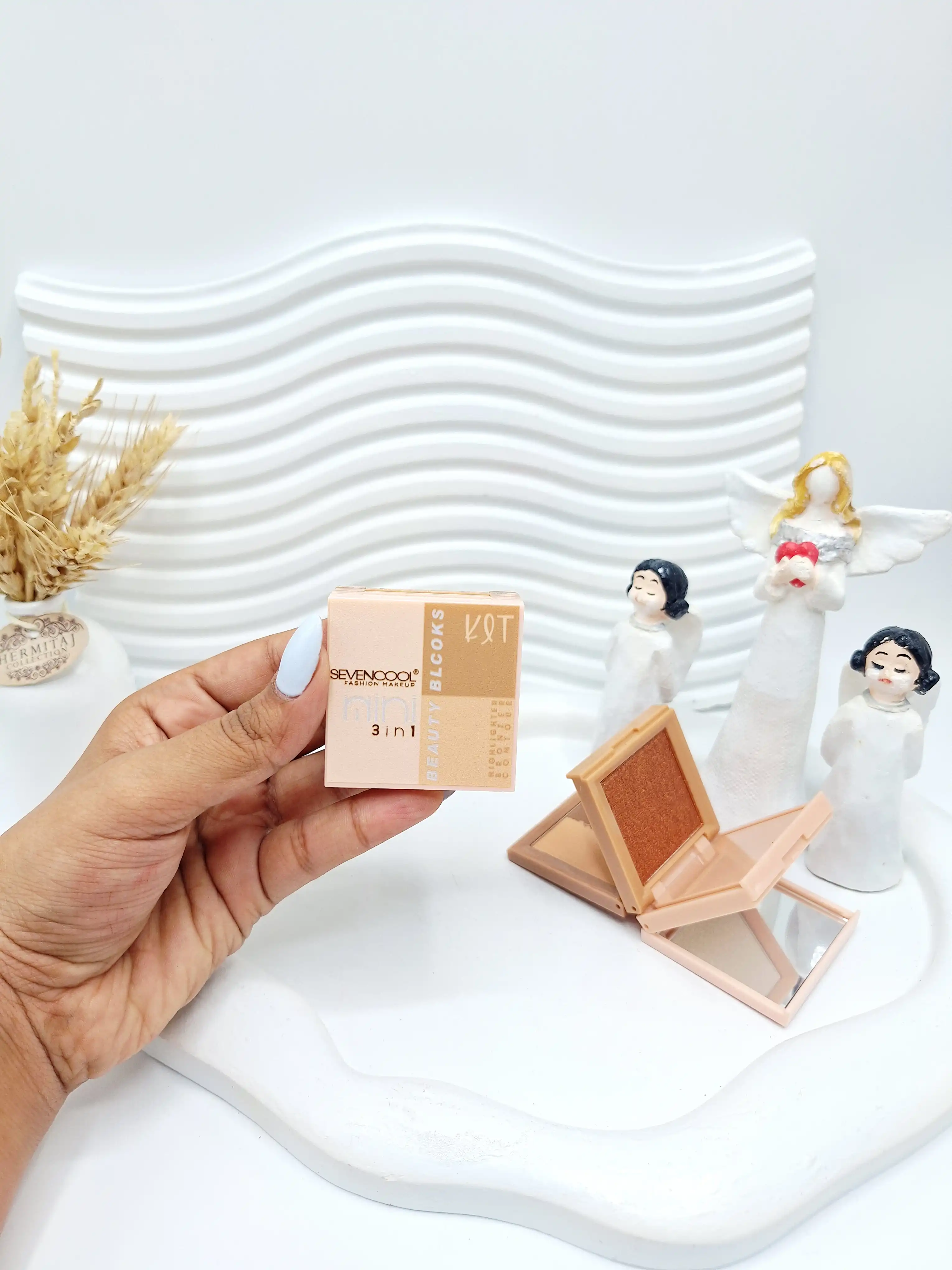 پالت سه‌کاره هایلایتر و کانتور  و کانسیلر سون کول SEVENCOOOL مدل Beauty Blocks کد 891